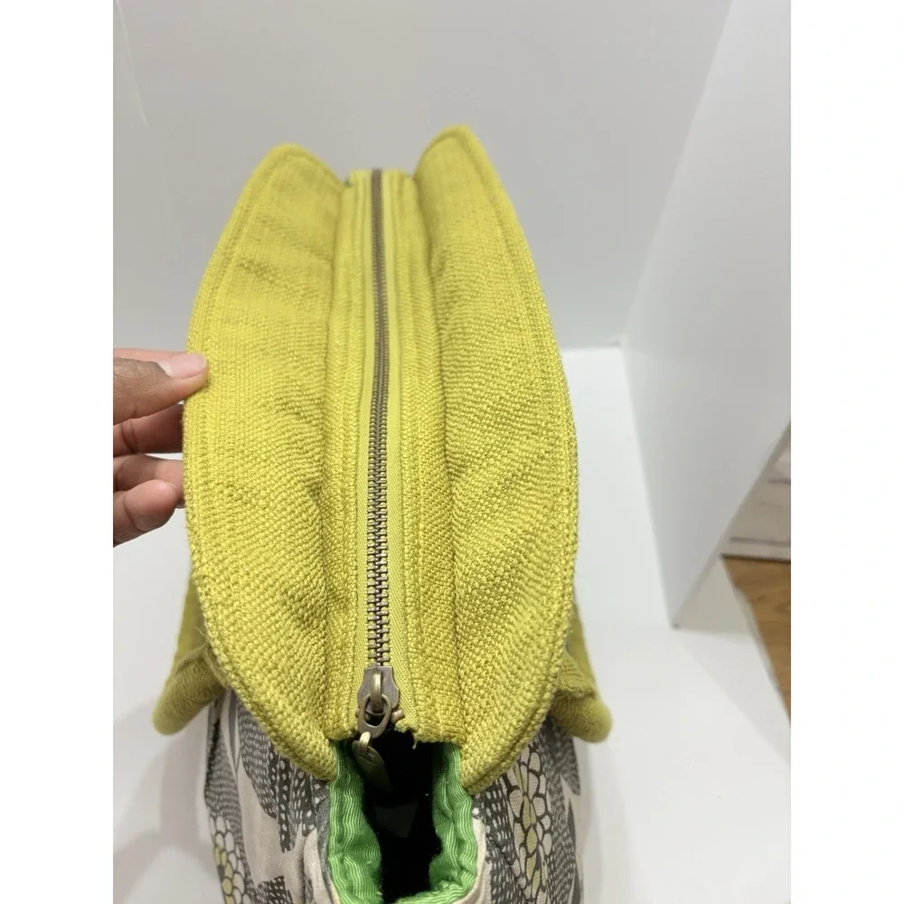 Ketti Large Green Beige Floral Fall Leaf Fabric‎ Shoulder Camera Bag